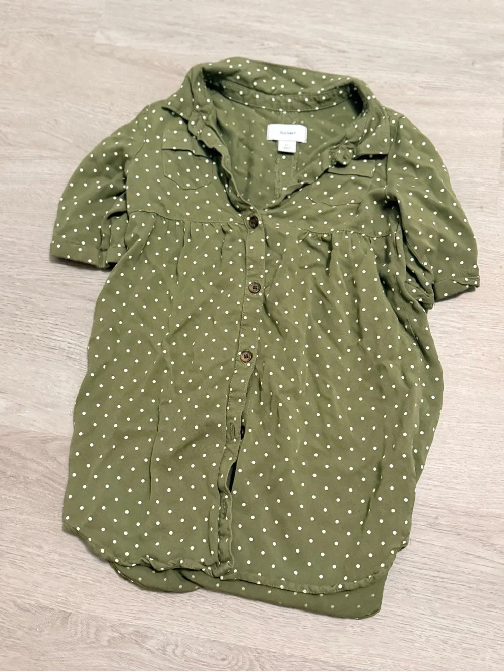 Old Navy Olive Polka Dot Blouse with Olive Tank Set